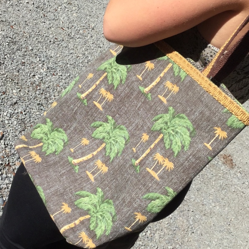 Palm tree handcrafted market bag pool spa farmer’s festival travel craft garden